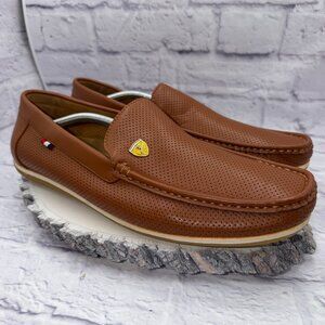Bruno Marc Mens Bush Brown Perforated Driving Loafers Slip On Boat Shoes Size 13